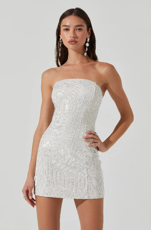 Women's Party Outfit Graceful Drape Mira Rhinestone Mini Dress
