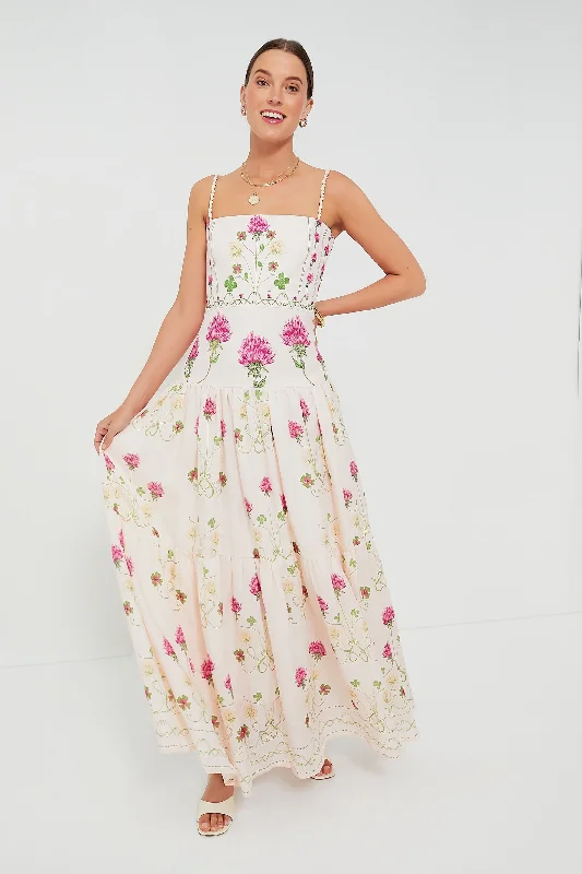 Stylish Women's Clothing Ends Soon Embroidered Trebol Lima Maxi Dress