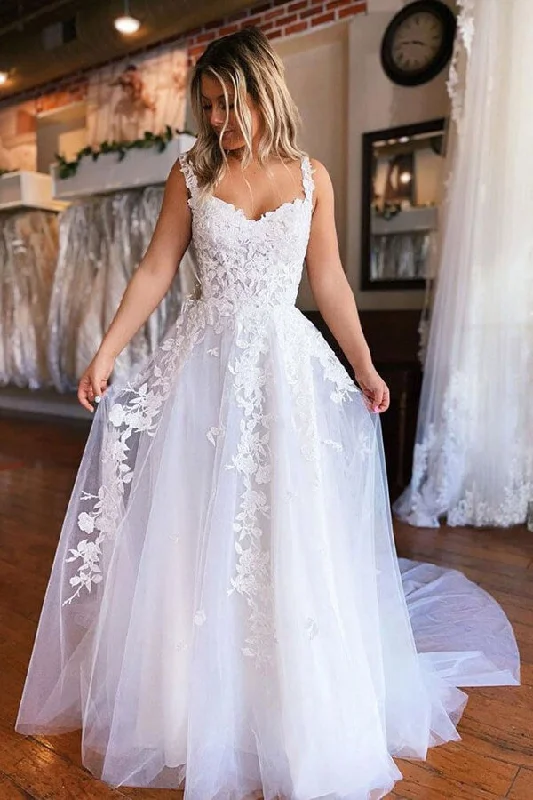 Casual Chic Women's Clothes Style Redefined Roycebridal White Tulle A-line Long Wedding Dresses With Lace Appliques, Bridal Gown, MW629 Casual Chic Women's Clothes Style Redefined Roycebridal White Tulle A-line Long Wedding Dresses With Lace Appliques, Bridal Gown, MW629