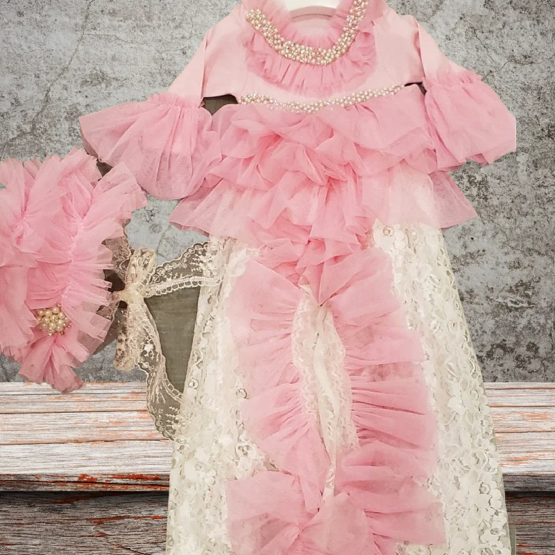 Women's High-Fashion Outfit Big Savings On Minimalist Office Styles Heirloom Pink Ruffle Gown Women's High-Fashion Outfit Big Savings On Minimalist Office Styles Heirloom Pink Ruffle Gown