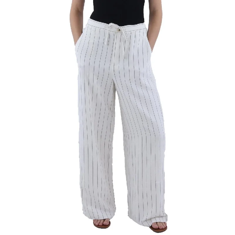 Women's Casual Apparel Trendy Aesthetics Womens Pinstripe Tie Waist Dress Pants