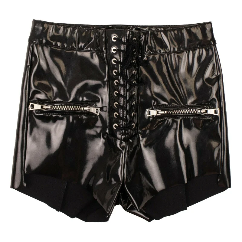 Stylish Women's Garments For Holidays Comfortable Clothes Unravel Project Lace Up Closure Shorts - Black