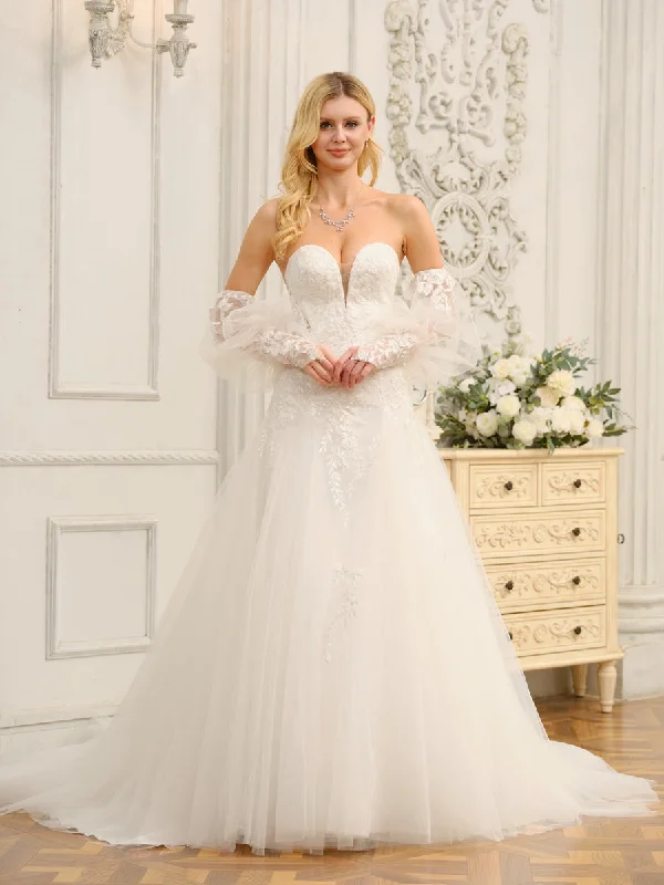 Women's Clothes For Special Occasions Romantic Date - Night Ensemble A-Line/Princess Sweetheart Long Wedding Dresses with Appliques