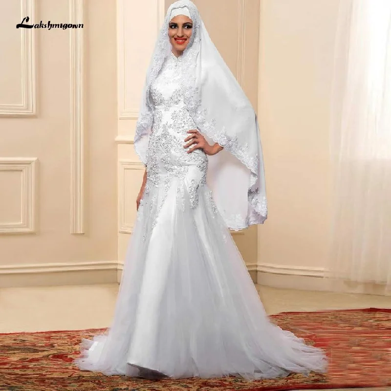 Modern Women's Clothes Gorgeous Glamour Collection Roycebridal Wedding Dress With Hijab Lace Beaded Mermaid Wedding Gown Modern Women's Clothes Gorgeous Glamour Collection Roycebridal Wedding Dress With Hijab Lace Beaded Mermaid Wedding Gown