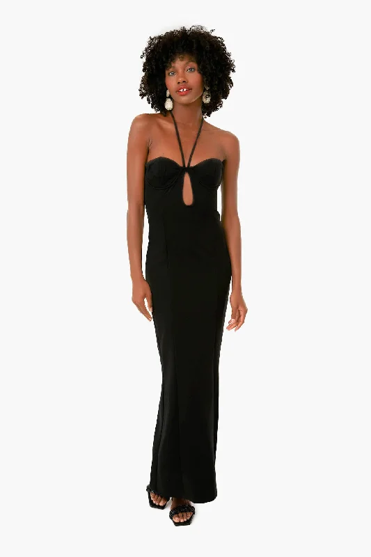 Comfortable Garments For Women Subtle Sophistication Black Bardot Maxi Dress