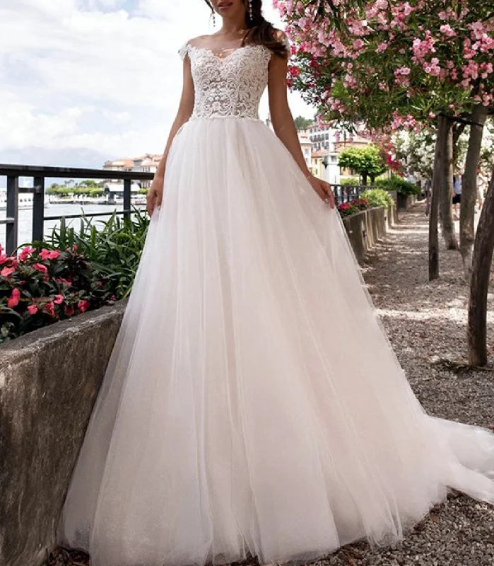 Women's Clothing For Casual Outings Mother's Day Special Women A-Line Appliques Wedding Dresses Sleeveless Lace Bridal Gowns YWD231