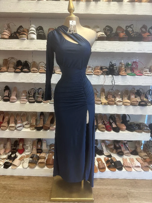 Seasonal Clearance Midnight Blue Cutout Ruched Dress