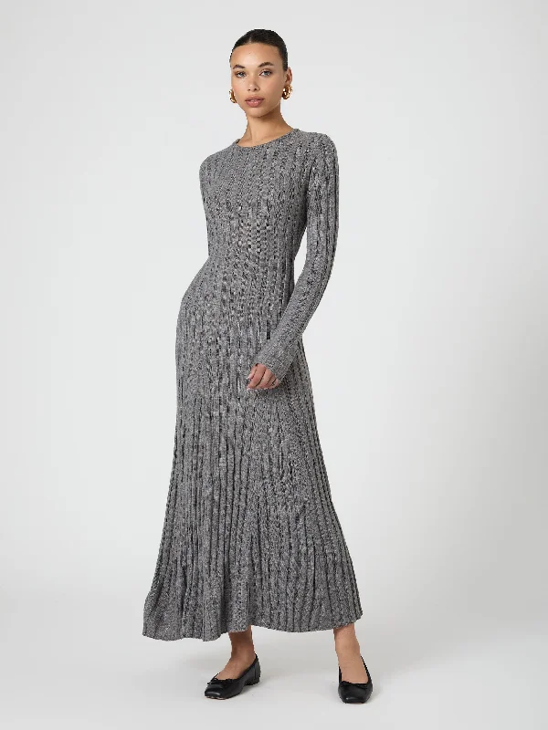 Modern Women's Apparel Trendy Street Style Clothing Babysoft Long Sleeve Midi Dress