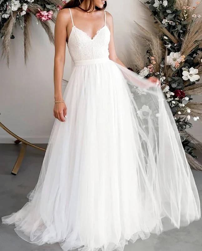 Women's Festive Attire Attire Sale Women A-Line Appliques Wedding Dresses V-Neck Lace Bridal Gowns YWD207