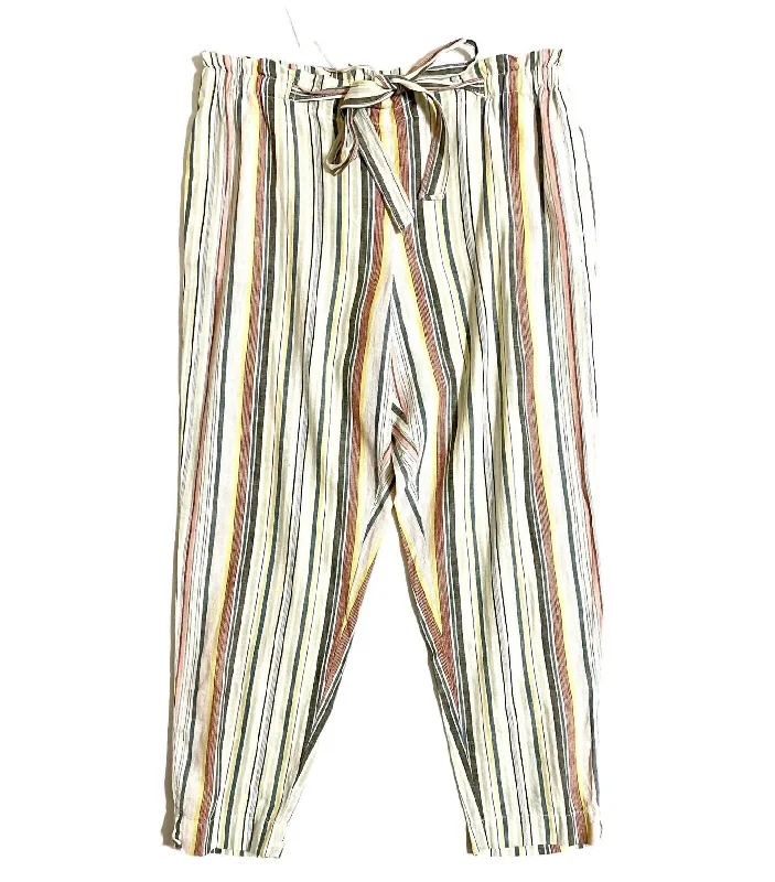 Women's Professional Outfit Chic Styles Giavanna Linen Striped Pants In Multicolor