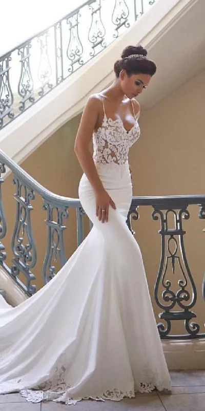 Women's Fashion Clothes Versatile Wardrobe Essentials Charming Appliques Lace Mermaid Wedding Dresses with Straps, Sexy Sleeveless prom gown cg1492 Women's Fashion Clothes Versatile Wardrobe Essentials Charming Appliques Lace Mermaid Wedding Dresses with Straps, Sexy Sleeveless prom gown cg1492