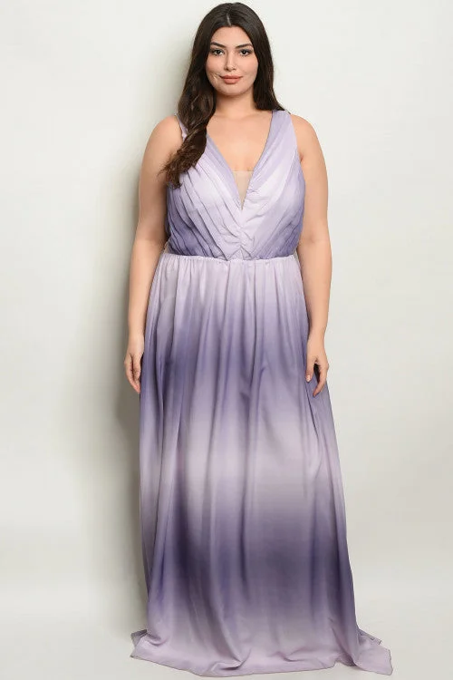 Women's Occasion Wear Apparel Wardrobe Update Lilac Tie Dye Plus Size Maxi Dress