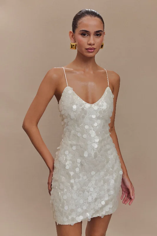 High-Fashion Women's Clothing Step Ahead, Lead The Trend Romilly Sequin Mini Dress - Ivory High-Fashion Women's Clothing Step Ahead, Lead The Trend Romilly Sequin Mini Dress - Ivory