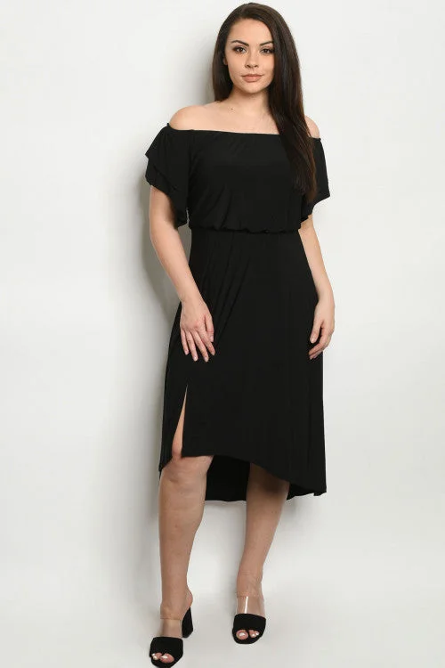 Women's Plus-Size Apparel Last Chance Sale Black Cold Shoulder Plus Size Maxi Dress