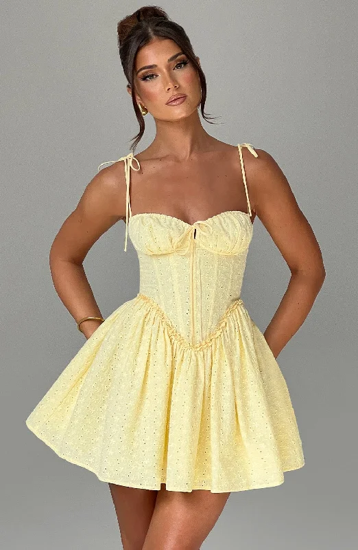 Chic Women's Garments Seasonal Trends Phoebe Mini Dress - Lemon
