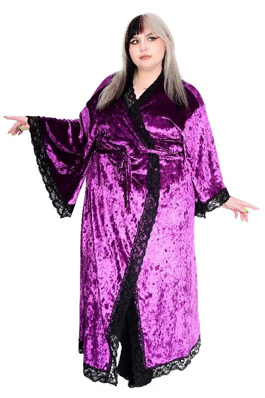 Essentials On Sale Velvet Bathory Dressing Robe - Purple Garnet - No Restock!