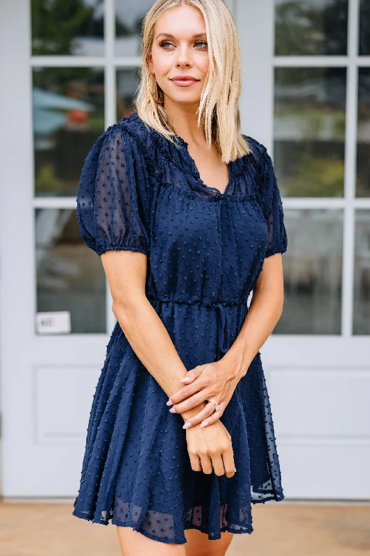 Women's Active Clothing Huge Savings On Parisian Styles Be With You Navy Blue Swiss Dot Dress
