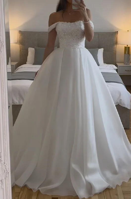 Women's Professional Clothes Save On Classic Elegant Styles Women A-Line Wedding Dresses Off the Shoulder Bridal Gowns YWD239