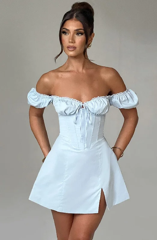 Women's Stylish Vacation Attire Pastel Styles Caitlyn Mini Dress - Blue