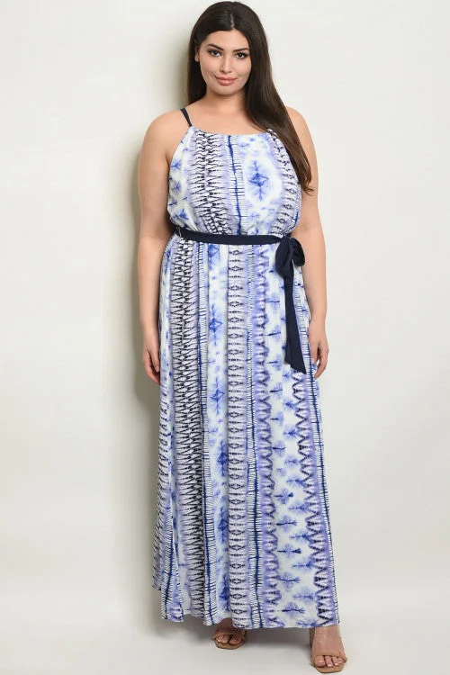 Women's High-Fashion Apparel Fashion Sale Blue and White Tie Dye Plus Size Maxi Dress Women's High-Fashion Apparel Fashion Sale Blue and White Tie Dye Plus Size Maxi Dress