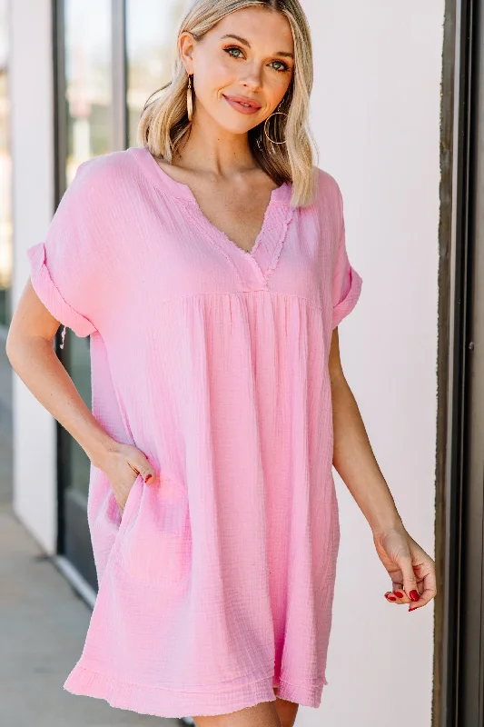 Women's Resort Garments Limited Time Offer Touch My Heart Baby Pink Crinkled Dress
