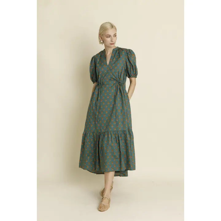 Women's Evening Clothes Graceful Drape MIDI DRESS WITH WASIT TIE