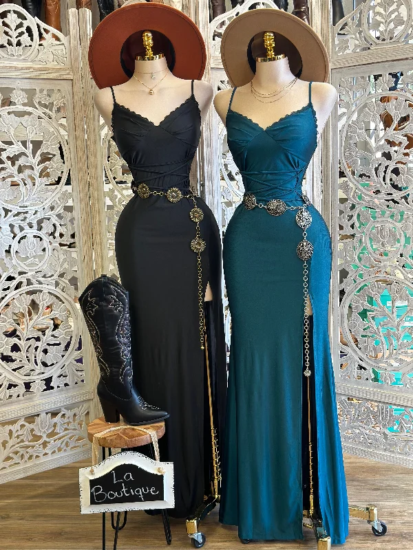 Women's Travel Garments Wardrobe Upgrade Lace Lined Tie Up Gown- Stretchy,Estira