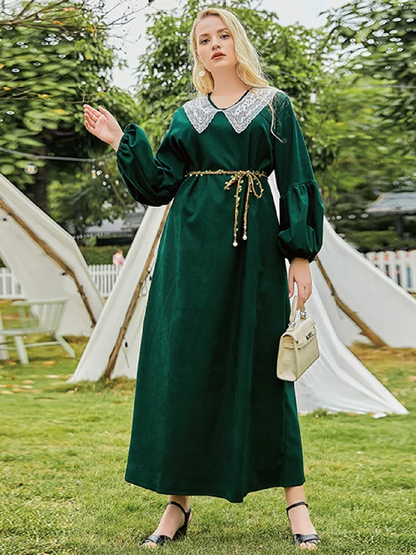 Women's Casual Wear Clothing Exclusive Deals Online KittenAlarm - Plus Size Lace Trimmed Maxi Dress