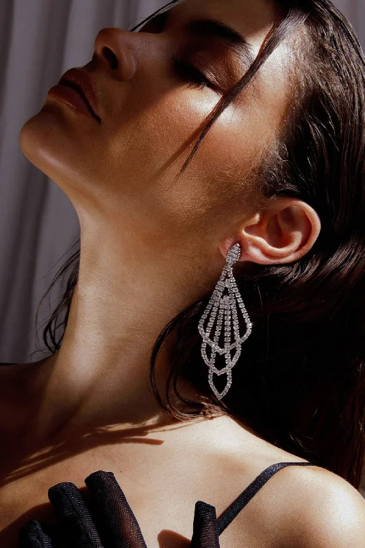 Women's Athletic Garments Summer Deals Evangelina Chandelier Earrings Silver