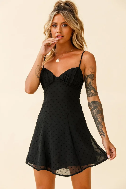Formal Outfit For Women Seasonal Fashion Good Morning Angel Ruched Bust A-Line Dress Black