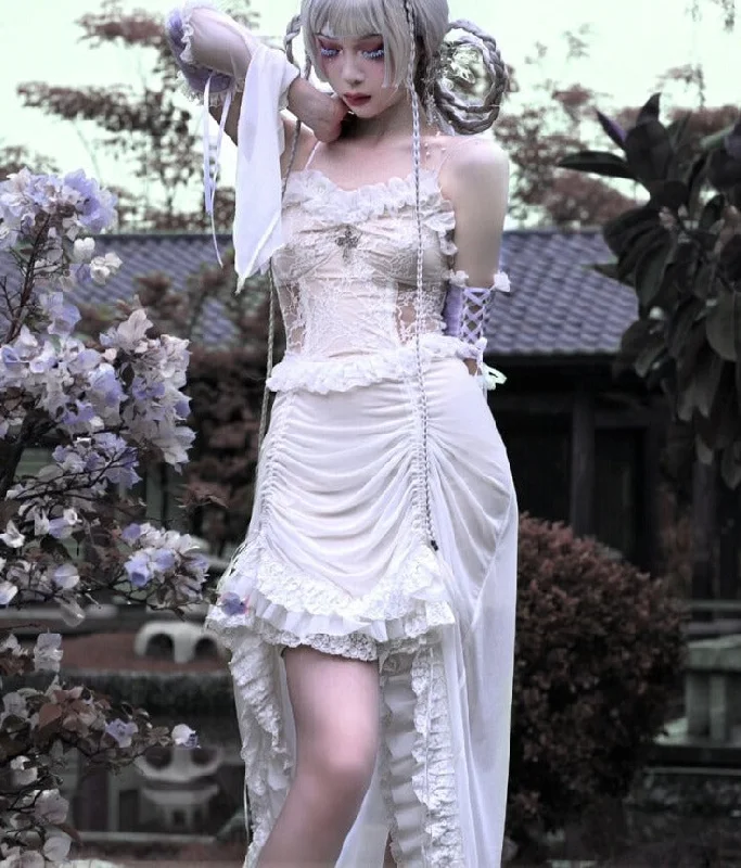 Special Offers You Can't Miss Blood Supply~God's Redemption~White Gothic Halloween Jumper Dress