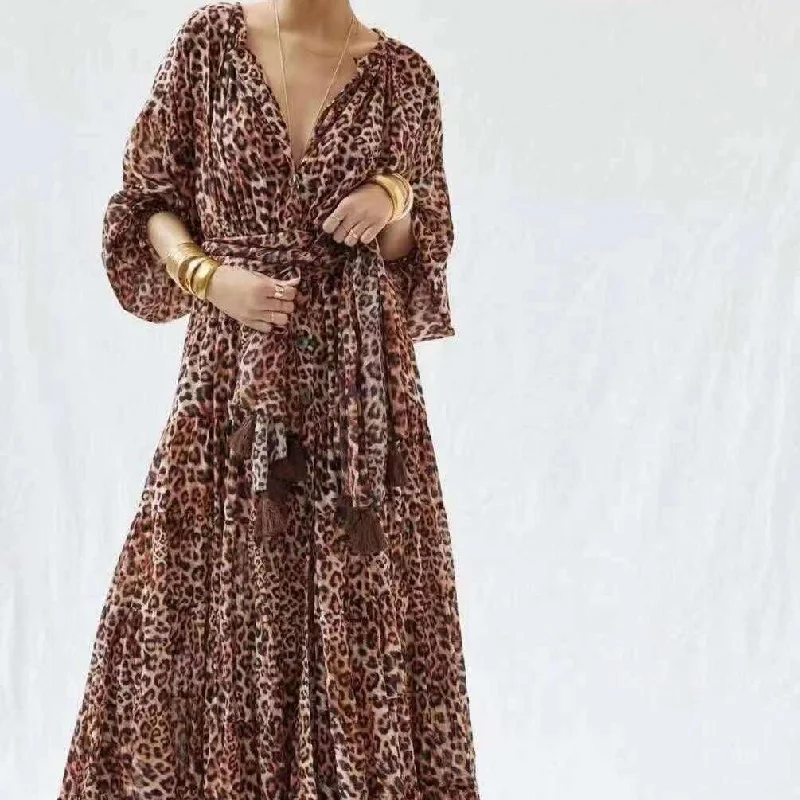 Women's Clothes For Work Events Latest Trends KittenAlarm - Felice Allover Leopard Print Maxi Dress