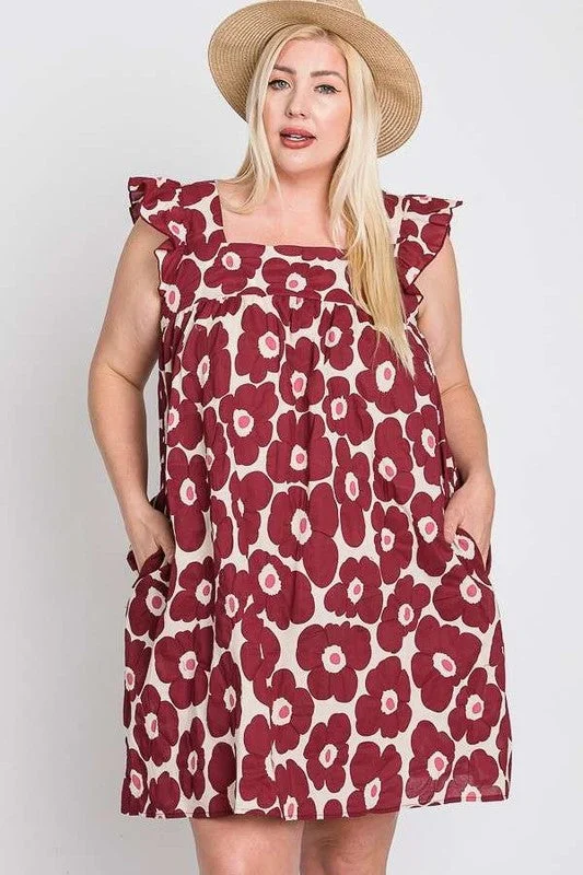 Timeless Fashion, Unbeatable Prices HI Curvy Plus Size Women Flora Print Baby Doll Flare Dress