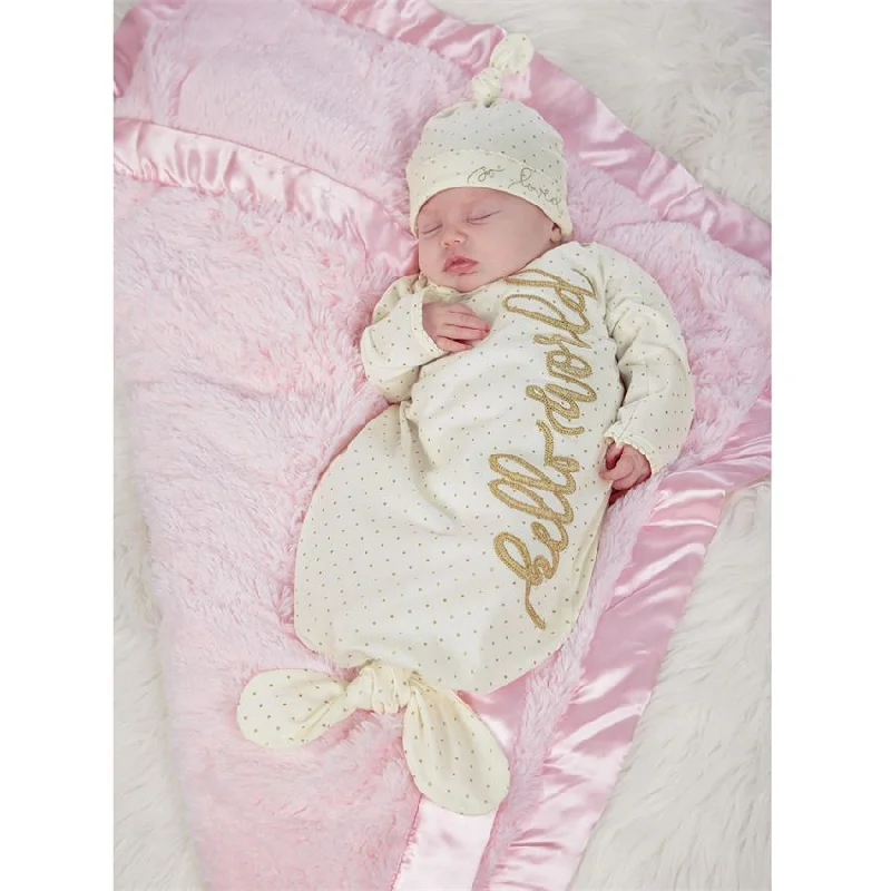 Sustainable Women's Apparel Fashion Sale Mud Pie Hello World Tie Sleep Gown