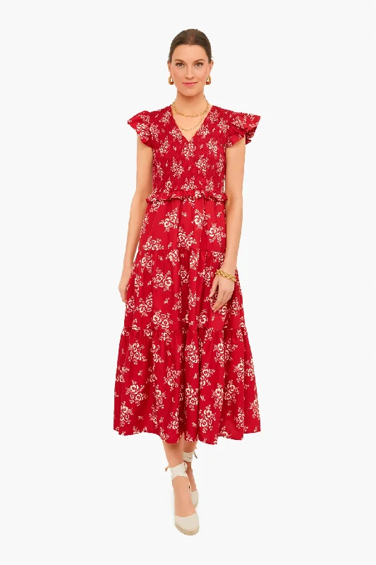 Women's Seasonal Apparel Explore What's New Exclusive Red Alessia Print Smocked Tiered Midi Dress Women's Seasonal Apparel Explore What's New Exclusive Red Alessia Print Smocked Tiered Midi Dress