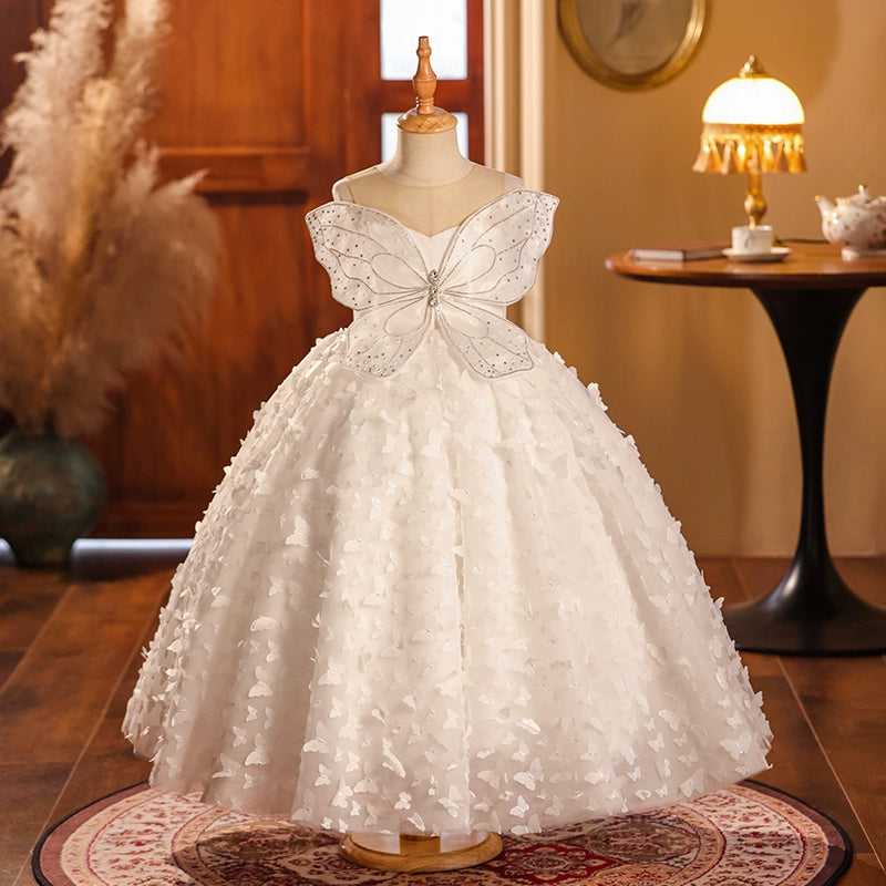 Women's Evening Apparel Ends Soon Elegant Baby White Butterfly First Communion Dress Toddler Ball Gowns