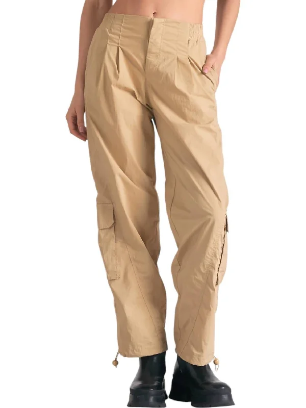 Women's Athletic Apparel Current Trends Krystian Cargo Pants In Tan