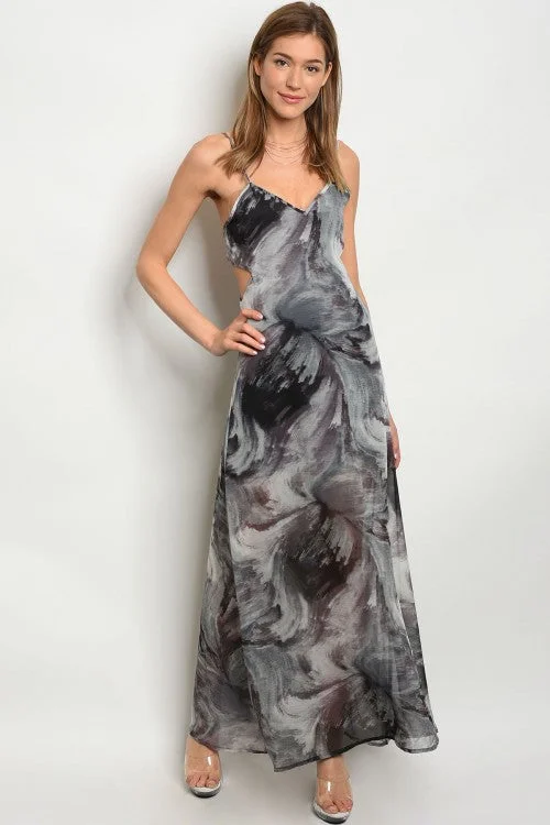 Women's Everyday Apparel Update With Cottagecore Styles Black and Grey Tie Dye Maxi Dress Women's Everyday Apparel Update With Cottagecore Styles Black and Grey Tie Dye Maxi Dress