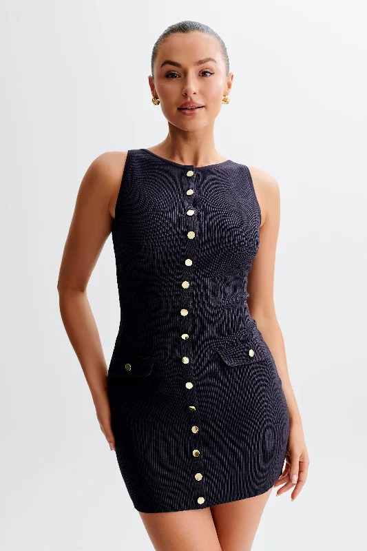 Women's Work Outfit Trendy Threads Sawyer Knit Mini Dress - Charcoal