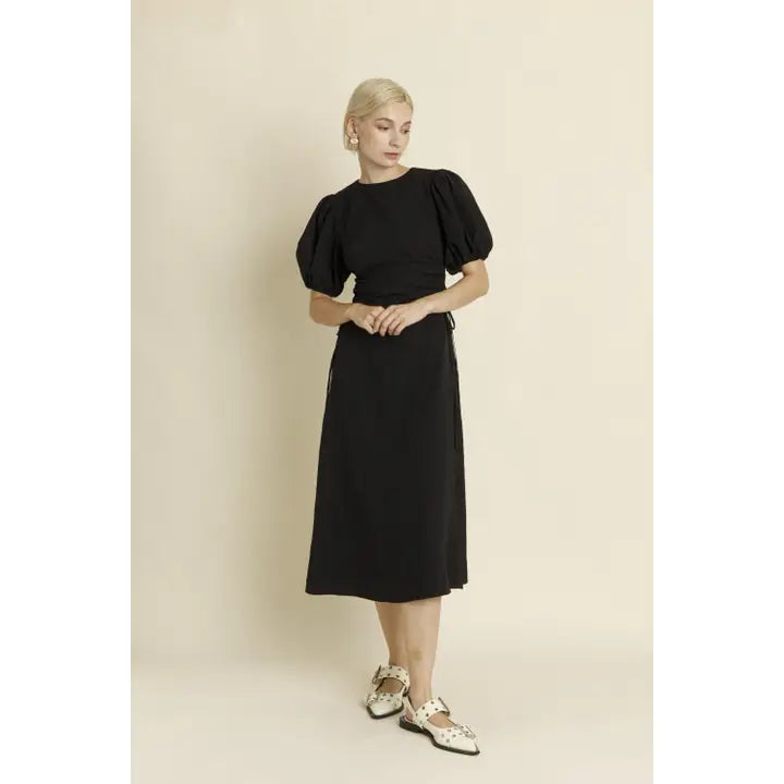 Women's Clothing Sets Seasonal Trend ROSETTE TIE MIDI DRESS
