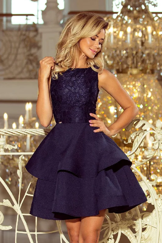 Unbeatable Prices Numoco 205-3 LAURA flared dress with lace - navy blue