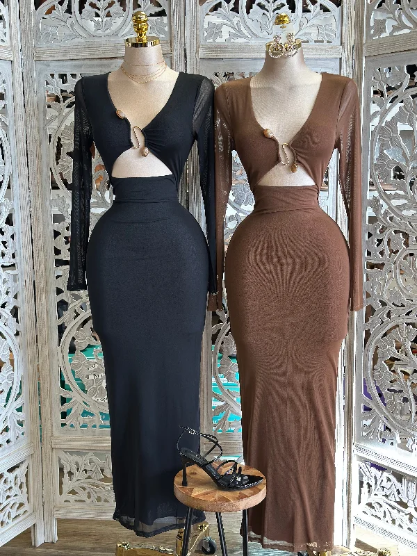 Casual Attire For Women Discover Promotions Stone Design Coutout Mesh Midi Dress- Stretchy,Estira