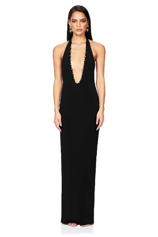 Women's Party Outfit Romantic Detailing Empire Halter Gown