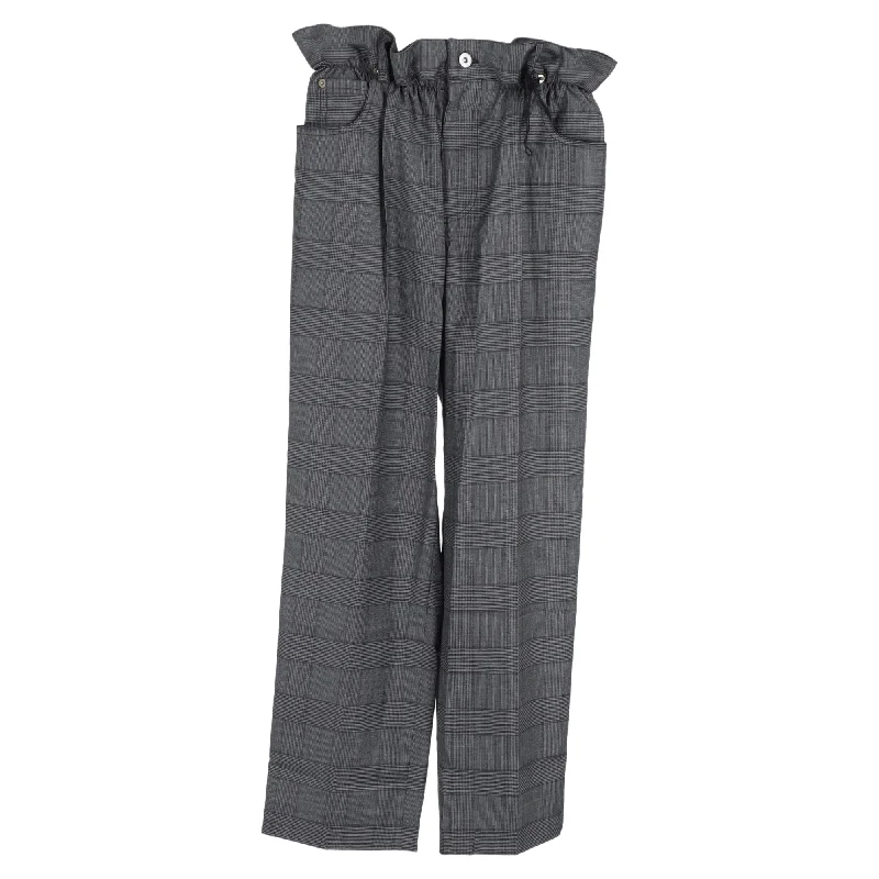 Women's Fashion-Forward Apparel Classic Appeal Miu Miu Plaid Wide-Leg Paper Bag Trousers in Grey Wool Women's Fashion-Forward Apparel Classic Appeal Miu Miu Plaid Wide-Leg Paper Bag Trousers in Grey Wool