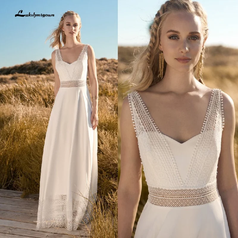 Women's Evening Outfit Fashion Forward Outfits Roycebridal Simple Beach Wedding Dress Lace Robe Mariage  Chic Boho Bridal Receipt Wedding Dresses Lace Open Back Lakshmigown
