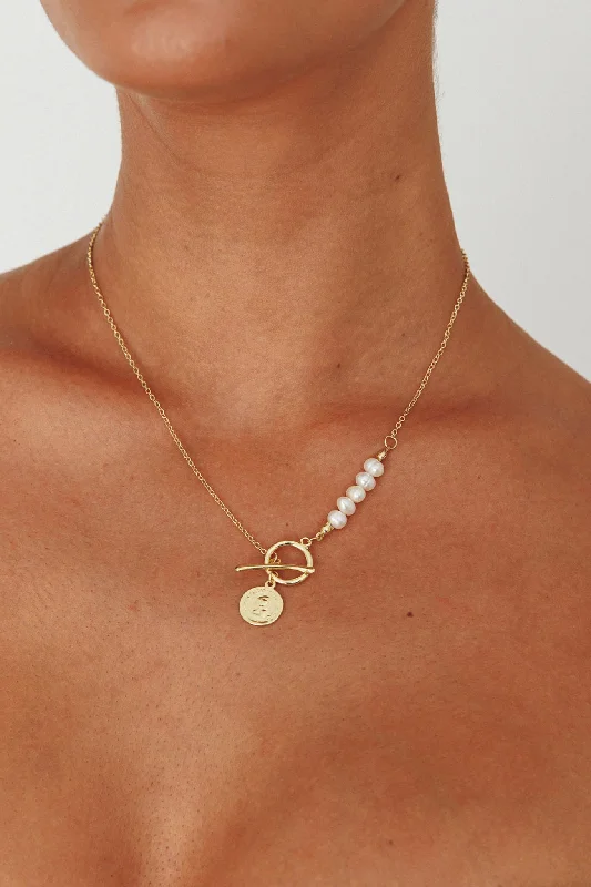 Women's High-End Clothing Summer Essentials Meliza Pearl & Coin Necklace Gold
