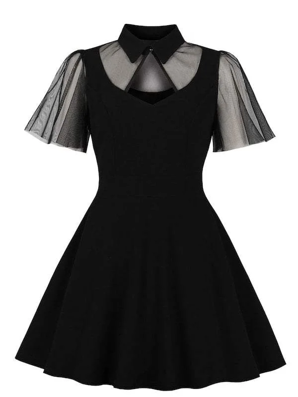 Shop Smart, Save More Before The Sale Ends Plus Contrast Mesh Button Keyhole Front Dress