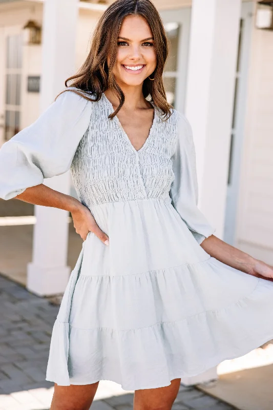 Women's Clothing For Outdoor Activities Chic & Cozy Collection Easy To Love Mint Green Tiered Dress Women's Clothing For Outdoor Activities Chic & Cozy Collection Easy To Love Mint Green Tiered Dress