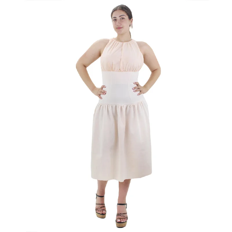 Women's Trendy Activewear Apparel Artful Design Women's Drop Waist Midi Dress,Peach