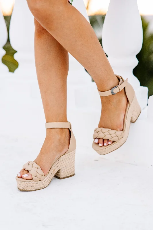 Classic Women's Apparel Trend Setting Threads Walk The Walk Latte Brown Jute Heels